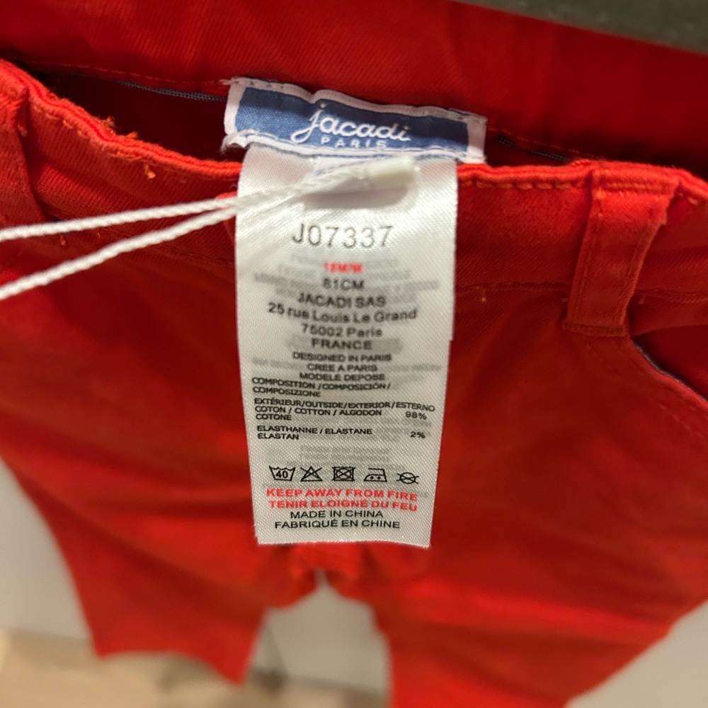 NWT Jacadi Paris - baby boy girl toddler red Jean denim long pants 18 months - Picture 4 of 4